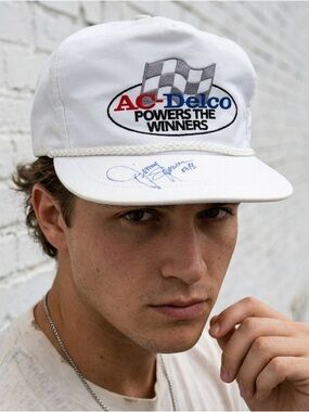 Vintage Jimmy Spencer AUTOGRAPHED Hat ACDelco NASCAR 90s Snapback USA Racing Cap